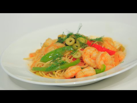 بالفيديو طريقة إعداد مكرونة بالجمبري