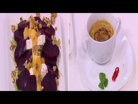 بالفيديو طريقة إعداد ومقادير حساء الفالنتين  سلطة جبنة قريش وبنجر