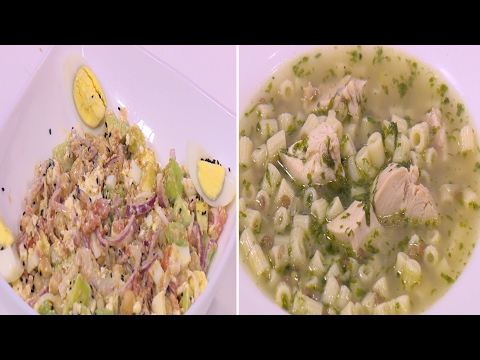 بالفيديو طريقة إعداد ومقادير الرشتة بالدجاج  سلطة بروتين الحمص