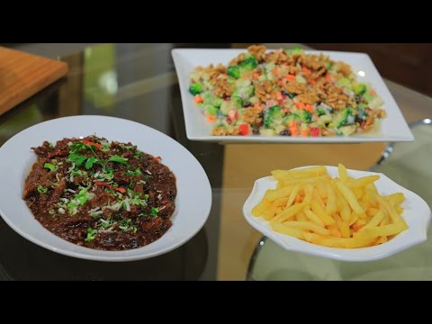 طريقة إعداد لحم بالثوم والجنزبيل وكيكة بزيت الزيتون